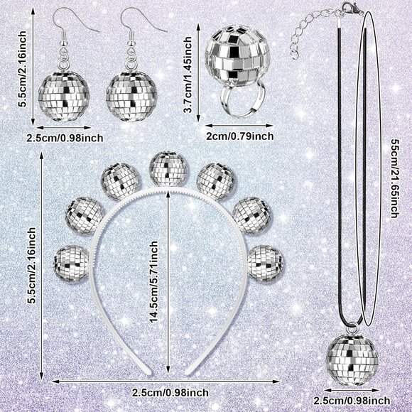 Glamorous 70s Women's Disco Costume Set with Wig & Reflective Jewelry - Picture 3 of 6